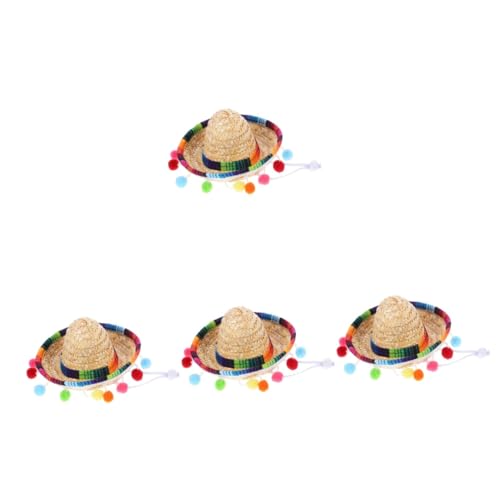 Garneck 4 Stück Kleiner Hut Spanischer Strohhut Mexikanisches Serape-kostüm Karnevalshut Mexikanische Serape Mini-sombrero-hüte Mexikanischer Sombrero-hut Sombrero-partyhüte Polyester von Garneck