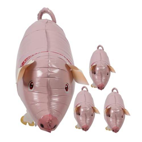 Garneck 4 Stück Piggy-aluminiumfolienballon Aufblasbares Ballons Mit Zootieren Ballons Für Ballontiere Dekorationen Für Schweinegeburtstagsfeiern Gehende Tierballons Waldballons von Garneck