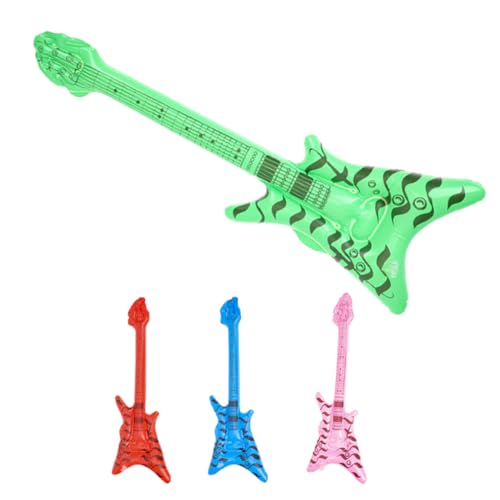 Garneck 4 Stück aufblasbares Rockband Aufblasbare Bassgitarre Retro-Partydekoration Musikalisches Partyzubehör gefälschte Gitarren 80er-90er-Jahre-Karnevals-Partygeschenke Mini-Gitarre PVC von Garneck