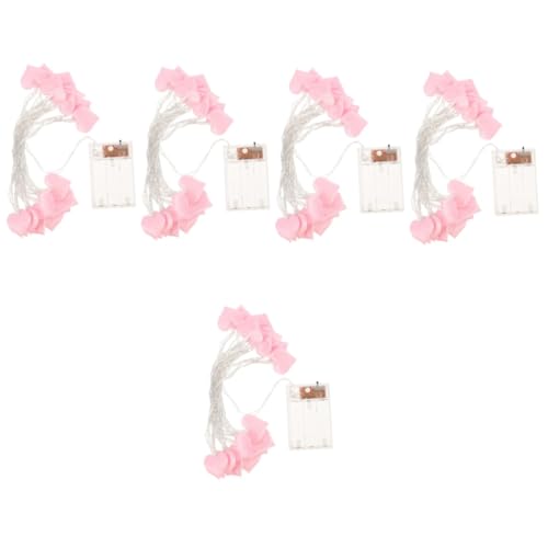 Garneck 5 Stück Schnur Liebe Lichterkette Lichterketten Valentinstag Lichterkette Herz Lichterkette Indoor-lichterkette Herzförmige Lichterkette Rosa Drinnen Batterie Mädchen Stoff von Garneck