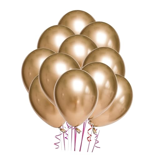 Garneck 50 Stück 10 Festivalballons Helium-Ballonpumpe pastellfarbene Luftballons Mega LED-Ballonlichter Ballons Masse wand polsterung deckenverkleidung Latexballons Partyzubehör Golden von Garneck