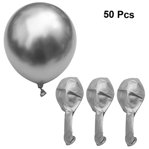 Garneck 50 Stück Latexballon Party-Metallballons Heliumballon Partyballons Metallic-Ballons blau Festivalballons hochzeitsdeko hochzeit dekoration Geburtstagsballon Hochzeitsballon Silver von Garneck