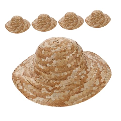 Garneck 5St Strohhutmalerei Mini-Sombrero-Hüte Mini-Hüte Lutscherhut Mini-Zylinder Puppenhüte Handgemalter Hut Puppenhut Hut für Puppen Strohhüte zum Basteln Hut zum Selbermalen Bastelhut von Garneck