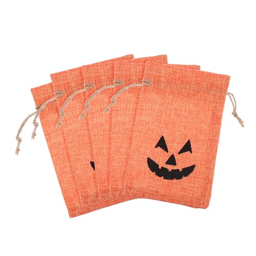 Garneck 5st Süßigkeitenbeutel Mit Kordelzug Beutel Zum Verpacken Von Süßigkeiten Kürbisbeutel Verschenken Beutel Zum Verpacken Von Geschenken Halloween-tasche Halloween-leinen-jute-taschen von Garneck