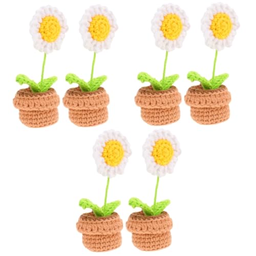 Garneck 6 Stück Gewebte Mini Topfpflanzen Künstliche Sonnenblumen Dekoration Sonnenblumen Ornament Künstliche Blumen Handgefertigte Häkelblumen Simulierte Ornamente Künstliche von Garneck