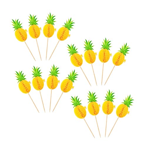 Garneck 60 Stk Flamingo-Kuchen-Einsatz hawaiianische kuchenpicks Ananas-Kuchen Obstkuchen mottoparty hawaii kuchendekoration Hochzeitsdeko Party-Kuchen-Ornamente Kuchen Picks Papier Yellow von Garneck