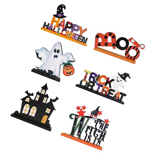 Garneck 6pc Halloween Geist Dekoration Holz Zeichen Tisch Mittelstück Für Halloween Party Und Home Decor von Garneck