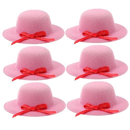 Garneck 6St Mini-Zylinder haircharm haaraccessoires Accessoire für Puppenkleidung Mini-Partyhüte für Tierfiguren Mini-Hüte Wein Mini-Hut für die Dekoration Puppe winzige Hüte Stoff Rosa von Garneck