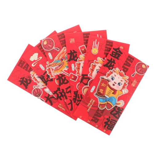 Garneck 6st Roter Umschlag Zum Jahr Des Drachen Glücksgeldpaket Drachenjahr Hong Bao Rote Pakete Chinesisches Neujahr Mondjahr Rote Umschläge Mondjahr Hong Bao Hong-bao- Papier von Garneck