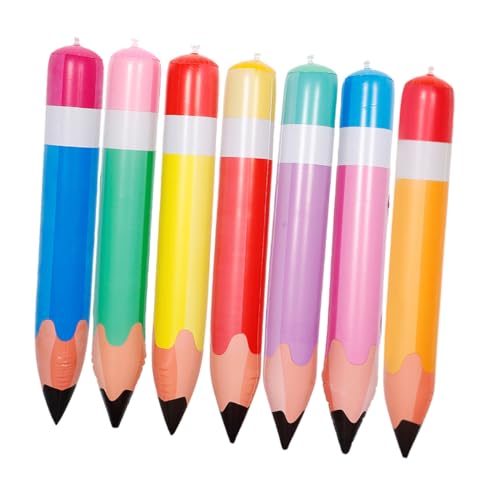 Garneck 7St aufblasbarer Bleistift Extra große Bleistiftspielzeuge Bleistift aufblasbar zurück zum Schulballon Bleistiftdekore Großes Bleistiftspielzeug Klassenzimmerdekoration PVC von Garneck