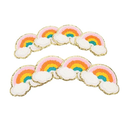 Garneck 8 Stück Regenbogen Aufnäher - Glitzernde Chenille-Patches Zum Aufbügeln in Pastellfarben Für DIY Projekte Kleidung Rucksäcke Und Hüte Großartige Dekoration Für von Garneck