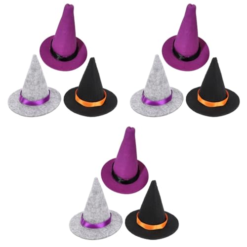 Garneck 9 Stk Mini-hexenhut Halloween-weinflaschenverschlüsse Mini-schnapsflaschen Hexenkostüm Für Damen Halloweenkostüm Halloween-zubehör Tischdekorationen Mini-hexenmütze Filzstoff von Garneck