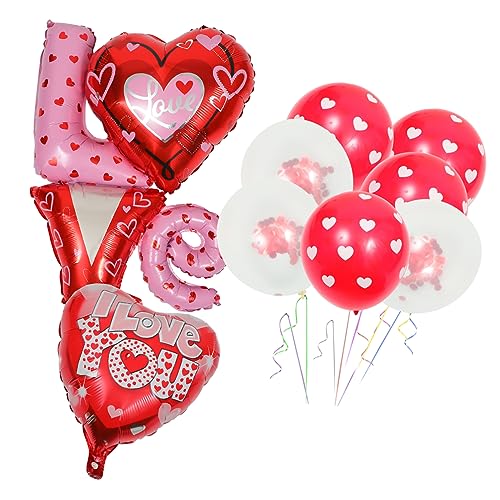 Garneck 9 Teiliges Set Valentinstag Folienballons I LOVE YOU Herzballons Für Hochzeiten Und Partys Rote Partydekoration Für Romantische Anlässe von Garneck