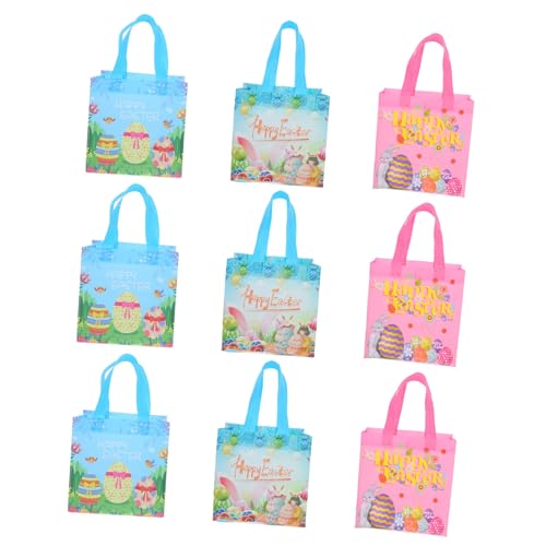 Garneck 9Pcs Osterhasenbeutel Tasche Taschen Ostertaschen Papiertüten Wickeln Wickeln Osterpackung Vorräte Ostertaschen Für Süße Osterbeutel Pp Nicht Gewebter Stoff von Garneck