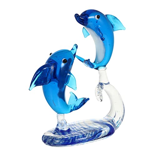 Garneck Delphin-Ornament Glasfiguren Delfin-briefbeschwerer Aus Glas Mundgeblasenes Glas Sammlerfigur Kleine Figuren Gaming-actionfiguren Delfin-Ornament Aus Glas Statue Handbuch Strand von Garneck