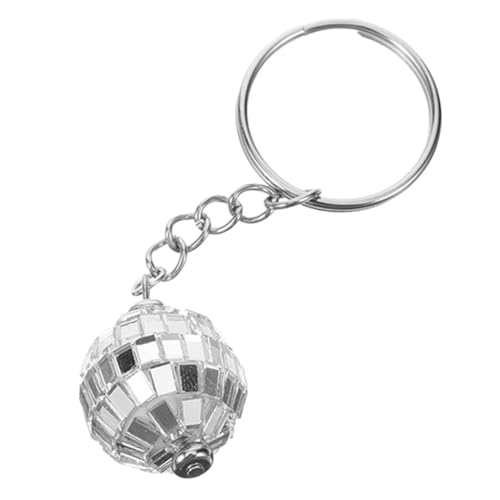 Garneck Disco-schlüsselanhänger Mini-disco-kugel-dekorationen Schlüsselanhänger Mit Silberner Kette Spiegel-disco-kugel-anhänger Haken Hängendes Ornament Für Den Autospiegel Plastik Silver von Garneck