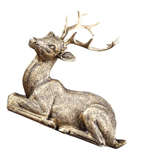 Garneck Elchverzierung bürodeko büro Dekoration hirschdeko Geschenkeidee Room Decor Hirschfiguren Rentier-Skulptur Hirschverzierung für die Tischplatte Hirsch Dekoration Kunstharz Golden von Garneck