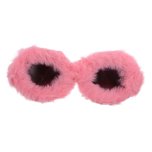 Garneck Flauschige Plüsch-Sonnenbrille in Rosa – Trendige - Runde Plüschbrille Für Rave Partys Konzerte Und Maskeraden – Perfekt Für Geburtstagsfeiern Und Feiertage – Stylische Hässliche von Garneck