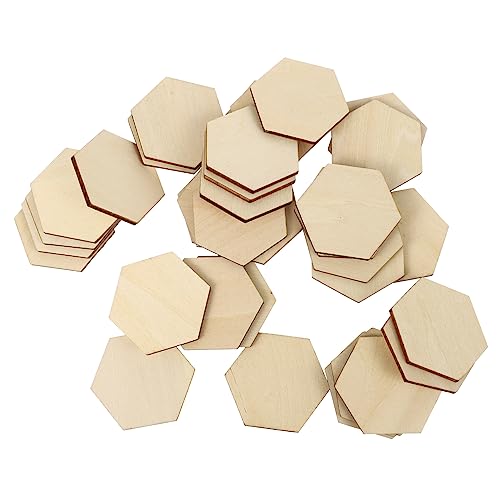 Garneck Hexagon Holzscheiben 50 Stücke 40mm Unfertige Holzplatten Für Basteln Und Dekorieren - Ideal Für DIY Projekte - Geschenkanhänger Scrapbooking Und Kreative Gestaltung von Garneck