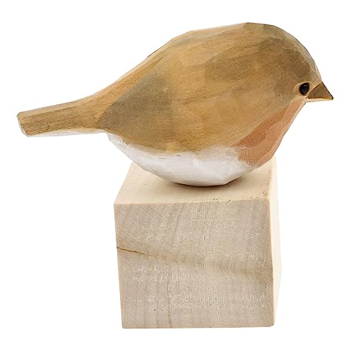 Garneck Holz Vogel Figurine – Handgeschnitzte Spatz Miniatur Skulptur in Blau Und Gelb – Dekorative Holzfiguren Für Ihr Zuhause – Ideal Als Tischornament Oder von Garneck