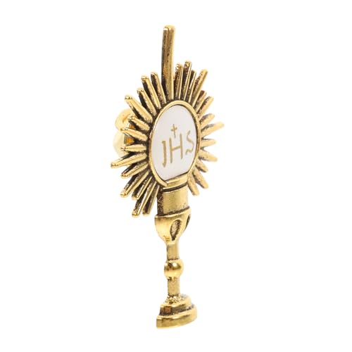 Garneck Kommunion-Kreuz-Brosche JHS Brosche Erstkommunion Brosche Glaubensbekenntnis Anstecker Kirche Accessoires Glaubensbrosche Erstkommunion Dekorationen Querstift Zinklegierung Golden von Garneck