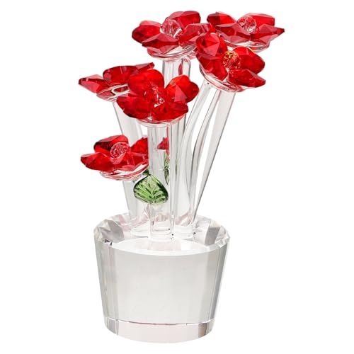 Garneck Kristall Ornamentvase Mit Blumen Für Tischdekoration Lampe Erbsenrosa Blumen Für Mittelstücke Künstliches System Hauskuchendekorationen Figurenornamente Glyzinientopf Rot von Garneck