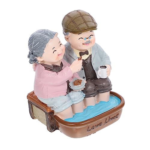 Garneck Oma Und Opa Figuren - Altes Ehepaar Auf Bank - Liebevolle Dekoration Für Hochzeitstag Und Geburtstag 1PC Harzfigur Als Kuchen Topper Für Festliche Anlässe von Garneck