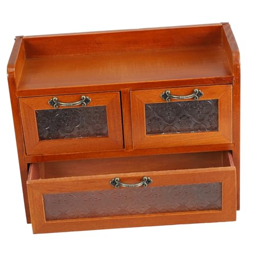 Garneck Schubladenschrank schmuck schubladenbox vintage schmuckkästchen schmuckkasten holzschrank Desktop-Vitrine Desktop-Schrank aus Holz Tischvitrine aus Holz Glas Brown von Garneck