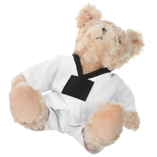 Garneck Taekwondo-bärpuppe Taekwondo-stofftier Stofftier Bär Kuscheltiere Bär Stofftier Taekwondo Taekwondo-spielzeugbär Urlaubsbärenspielzeug Karatebär Stofftier Bärenpuppen Black Plüsch von Garneck