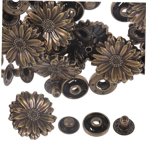 Garneck Vintage Druckknopf Set – 10 Stück Antike Blumen Druckknöpfe Aus Robustem Metall - Ideal Zum Annähen An Kleidung - Jacken Und Taschen Für DIY Projekte Und Kreative Designs von Garneck