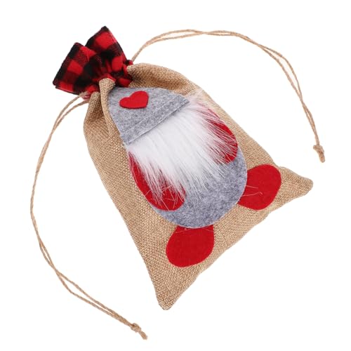 Garneck Weihnachtsgeschenktüte Weihnachtstüte Mit Süßigkeiten Wiederverwendbare Süßigkeitentüte Geschenkverpackungsbeutel Kleine Sackleinen Tüten Mit Weihnachtsgeschenken Stoff Grey von Garneck