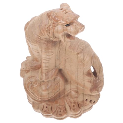 Garneck Zwölf Sternzeichen Holzschnitzerei Tiger Gartenskulpturen Desktop-tierstatue Tigermodell Holzfiguren Tierdekoration Holzhandwerk Tiger-Statue Tigerskulptur Aus Holz Mahagoni- von Garneck