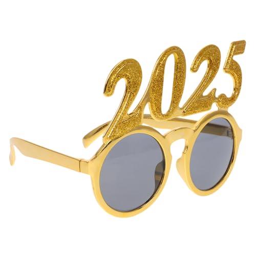 Garneck digitale Brille Neuartige Sonnenbrille 2025 Zahlenbrille 2025 Glitzerbrille 2025 Brille Neujahrsbrille Die Modebrille Silvester Fotoautomat Frohes neues Jahr Brillenset Stk Golden von Garneck