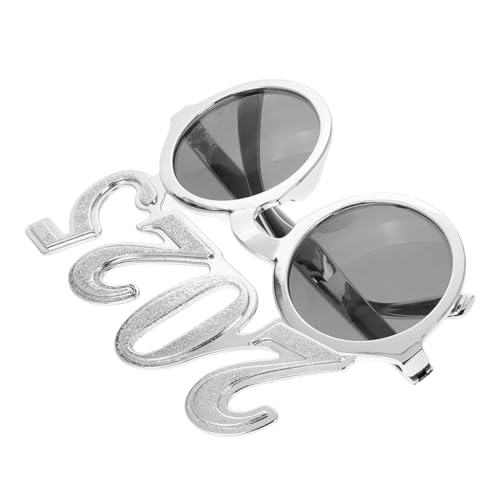 Garneck digitale Brille Neujahrsbrille Lustige Brille Neue Jahr Party Brille Festliche Brille Brillenstütze frohes neues jahr brille Silvester-Party-Brille silvesterparty Stk Silver von Garneck