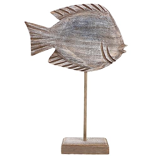 Garneck handgefertigter Fisch aus Holz Desktop-Fisch-Ornament Seefisch-Tischskulptur nautischer Tischaufsatz küchendekoration Living Room Decoration Fisch Holzdekor Kunstsammlung aus Holz von Garneck