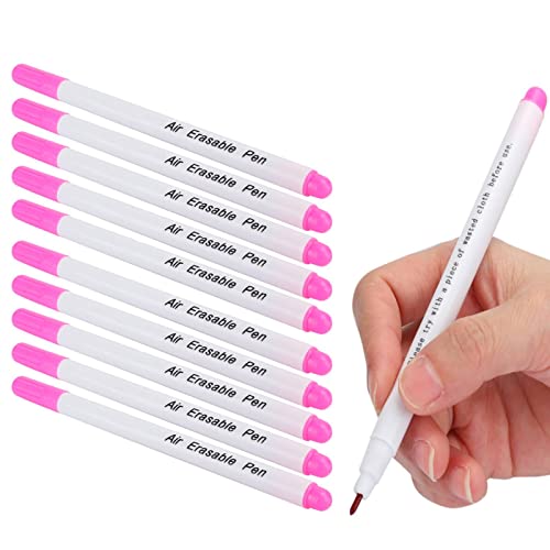 10 Stück verschwindender Tintenmarkierungsstift, Luft Wasser löschbarer Stift Stoffmarker Temporäre Markierung Auto Vanishing Pen Luft löschbarer Stift für Stoff(Single Head von Garosa