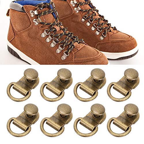 100 Sätze Schnürhaken, Schnürsenkel Schnallen Haken mit Nieten, Schuhstiefel Spitzenhaken D Ring Ösenschnalle Messing Schuh Leder Tasche DIY Nietwerkzeug von Garosa