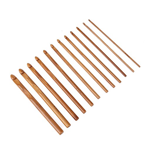 12 Stücke Bambus Stricknadeln Set Carbonized Häkelnadeln Pullover Nadeln Garn Weben Werkzeug von Garosa
