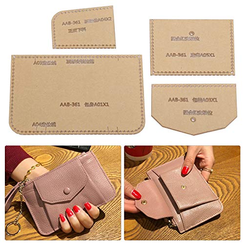 4Pcs Leder Vorlage für Lederarbeiten, Acryl Brieftasche Vorlage Schablone Vorlage Zeichnungen Set Leder Hand Craft DIY Tool von Garosa