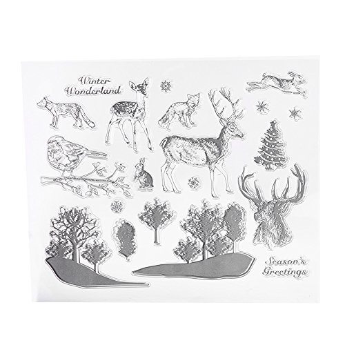 Clear Stamps Weihnachten, Stempel Weihnachten Transparent Wald Tier Thema Frischhalteversiegelung für Fotoalbum Karte von Garosa