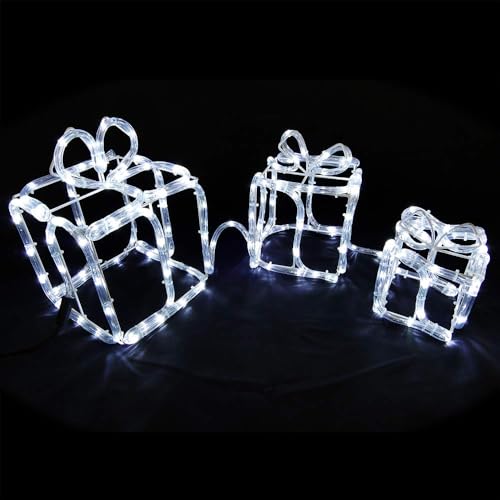 Gartenpirat 3er Set LED-Geschenkboxen beleuchtet Weihnachten Lichtschlauch kaltweiß 180 LED Weihnachtsbeleuchtung von Gartenpirat