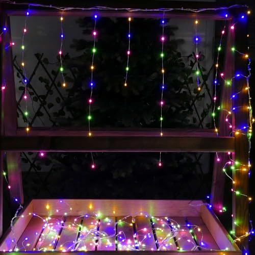 Gartenpirat Eisregen 6m 450 Micro-LED Draht-Lichterkette bunt Weihnachten außen von Gartenpirat