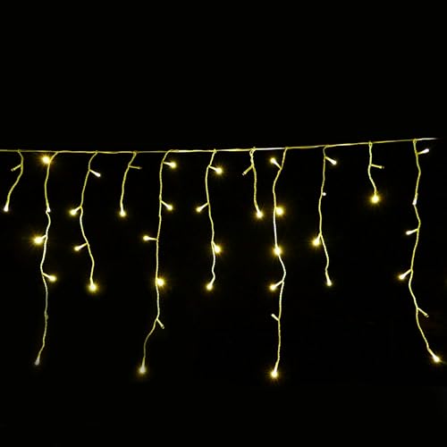 Gartenpirat Eisregen LED Lichterkette 12 m 480 LED bernsteinfarben Weihnachtsbeleuchtung Timer außen innen von Gartenpirat