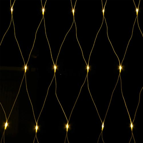 Gartenpirat LED-Lichternetz flexibel 3x2 m 4x2 m oder 3x3 m 200 LED bernsteinfarben mit Timer-Funktion Lichterkette Netz Beleuchtung außen innen von Gartenpirat