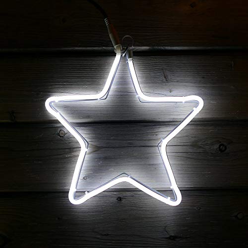 Gartenpirat LED Weihnachtsstern 30x30cm Neon-Stern kaltweiß Timer - Weihnachtsdeko zum Aufhängen - Weihnachtsbeleuchtung außen von Gartenpirat