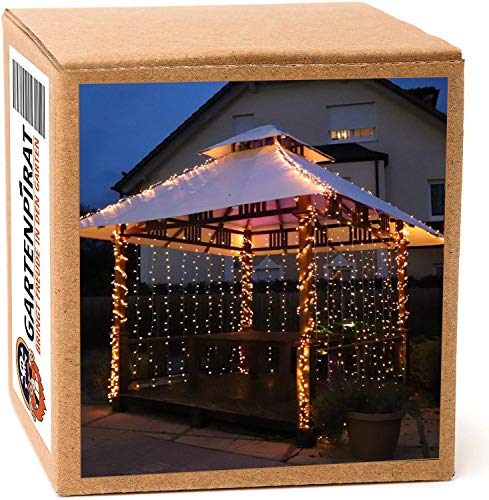 Gartenpirat Lichtervorhang 9x3m 900 LED-Vorhang warmweiß Weihnachten außen Timer Programme von Gartenpirat