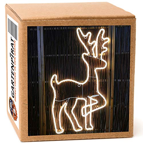 Gartenpirat Neon Lichtschlauchfigur Rentier 83x48 cm 600 LED warmweiß aus Metallgestell Weihnachstdeko Weihnachtsfigur beleuchtet für innen außen von Gartenpirat