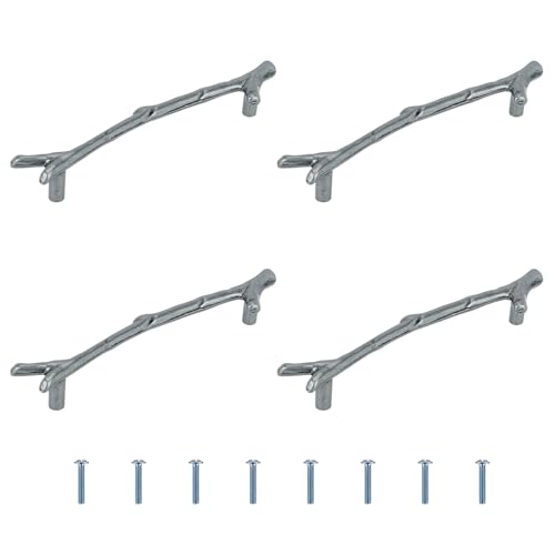 Gartful Griffe für Harz-Tablett, 160 mm, Zweige geformte Metallgriffe mit Schraubenset für Epoxidguss-Silikonform, Servierbrett, Küchenschranktür, künstlicher Geodenachat, Silber, 4 Stück von Gartful