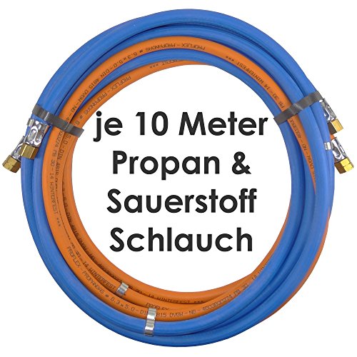 Propan Sauerstoff Gasschlauch Zwillingsschlauch 10 Meter - Semperit Profi Gummischlauch zum autogen schweißen oder schneiden - Semperit Profiqualität von Gase Dopp von Gase Dopp