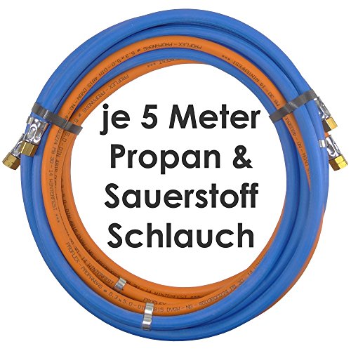 Propan Sauerstoff Gasschlauch Zwillingsschlauch 5 Meter - Semperit Profi Gummischlauch zum autogen schweißen oder schneiden - Semperit Profiqualität von Gase Dopp von Gase Dopp